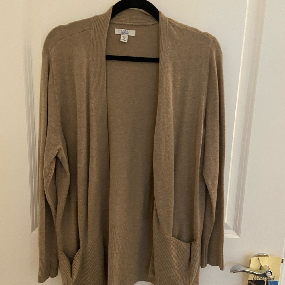 Croft & Barrow Beige Open Front Cardigan